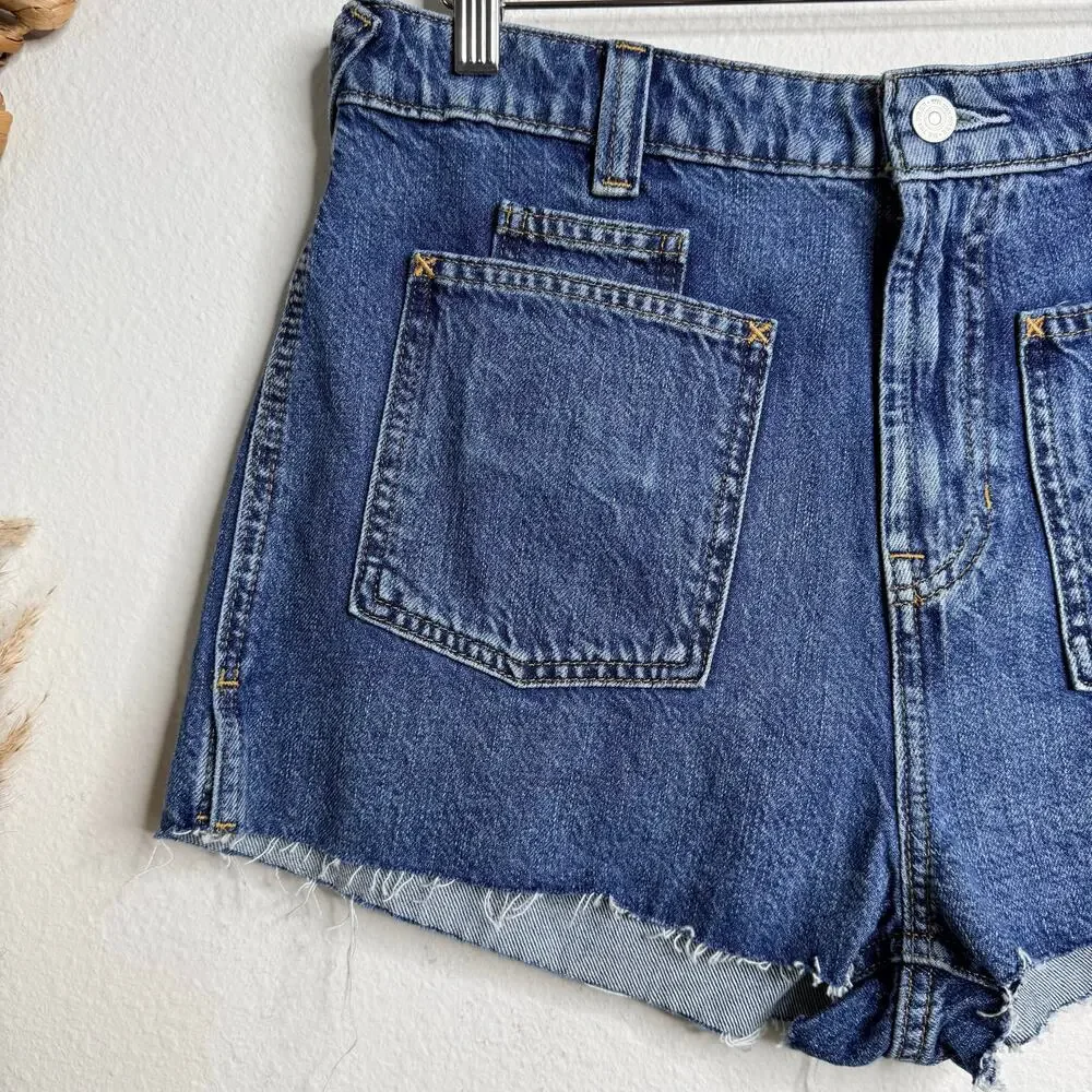 Free People denim shorts boho festival black high rise summer cotton 31